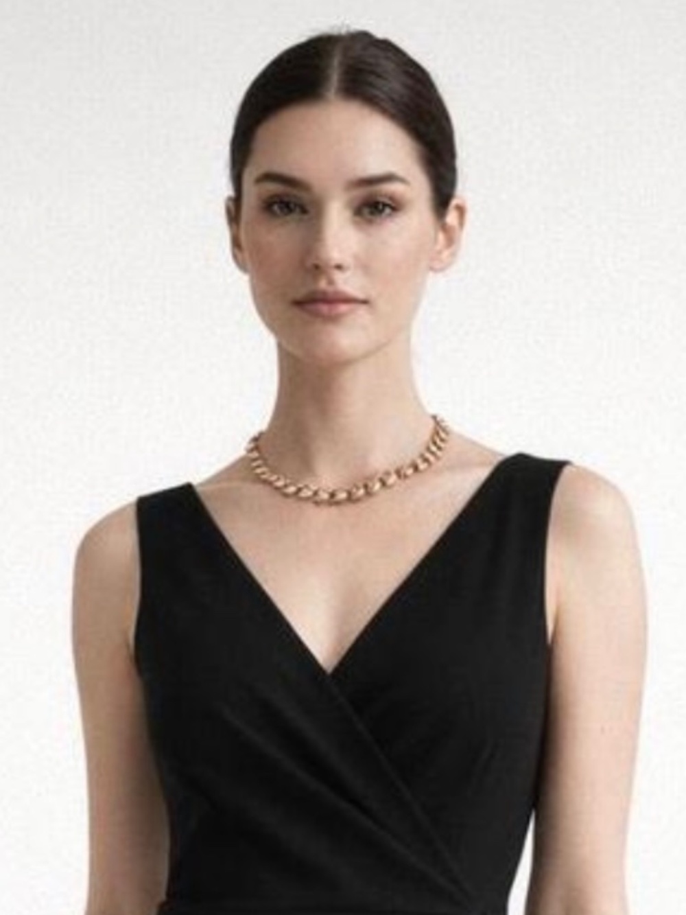 Crown Trifari Brushed Goldtone Leaf Choker Necklace